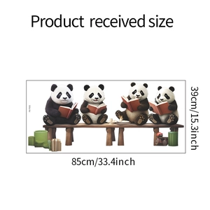 Plan de l'autocollant mural pandas lisant des livres dimensions 85cm sur 39cm