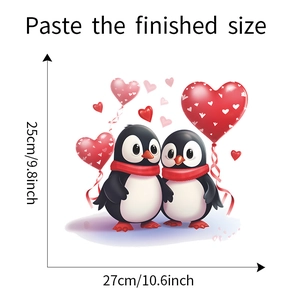 Detail showing the finished size of 25x27cm for the cartoon penguin wall sticker