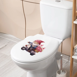 Autocollant de gnome sur scooter avec tulipes pour décoration du couvercle WC