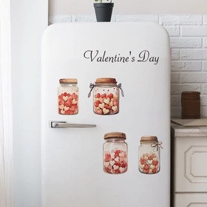 Valentine's Day heart-filled glass jar wall stickers for home bedroom and kitchen decor