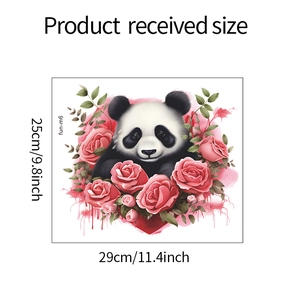 Détail de l'autocollant mural panda et roses roses dimensions 25x29cm pour salle de bain