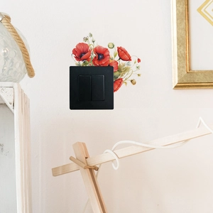 Red Poppy floral wall stickers for decorating light switch panels in living rooms