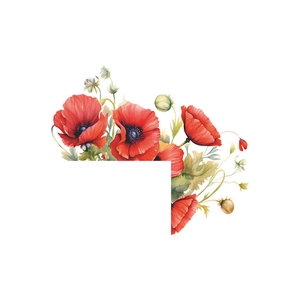 Detail of red poppy flower wall stickers with watercolor texture for home decor