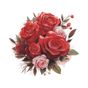 Romantic red rose bouquet wall decal for bathroom toilet and home decoration