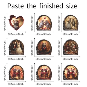 Detail of nine 3D cartoon mouse hole wall stickers with dimensions of 10.5cm per piece
