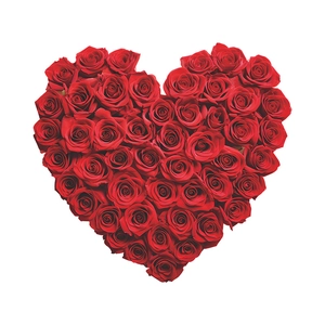 Sticker mural romantique en forme de cœur avec roses rouges pour la Saint-Valentin