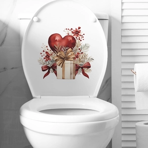 Romantic heart and floral bathroom toilet lid decals for Valentine's Day home decoration