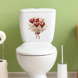 Adesivi impermeabili con palloncini a cuore e nastro rosso per il WC