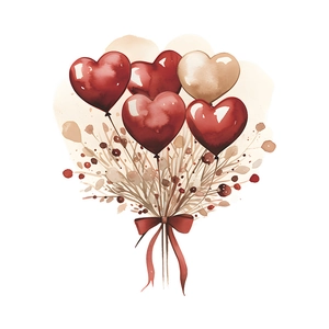Adesivo murale romantico con palloncini a cuore e fiori secchi per decorazione bagno