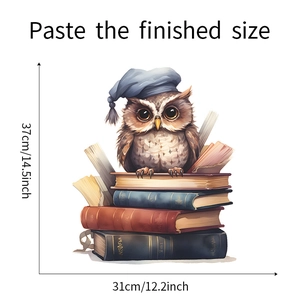 Detail showing cartoon owl wall sticker dimensions 31x37cm for kids bedroom decor