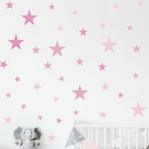 Stickers Muraux Étoiles Roses Pour Chambre Enfant PVC Autocollant Motif Pentagramme Décalcomanies Murales Décoration Maison Salon Chambre