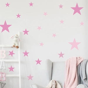 Lot de stickers muraux étoiles roses pour chambre d'enfant et décoration murale