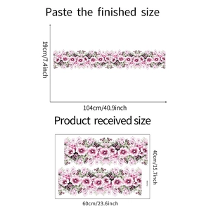 Adesivi murali fiori rosa con dimensioni del display finito e layout del foglio grezzo