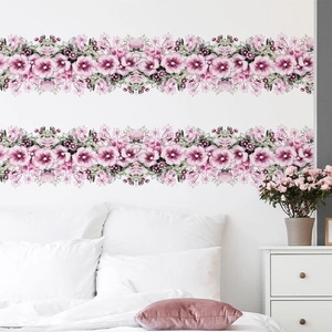 Adesivi murali con fiori romantici rosa e viola per decorare la camera da letto moderna