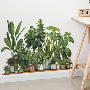 Adesivi murali realistici con monstera e piante tropicali per decorazioni di interni