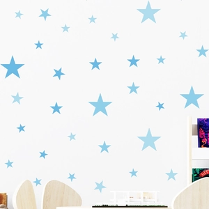 Blue star wall decals in various sizes for minimalist nursery and bedroom wall decoration