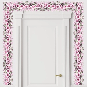 Adesivi floreali per cornici di porte e finestre con design di fiori rosa e viola