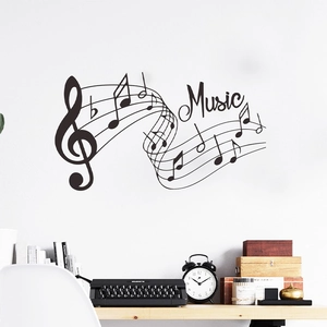 Creative music notes wall sticker with treble clef and staff for home decor