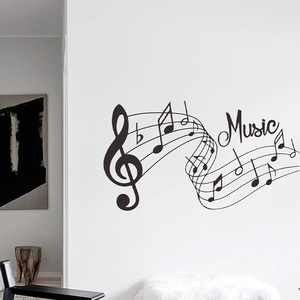 Creative music notes and staff wall decal with Music lettering for home decoration