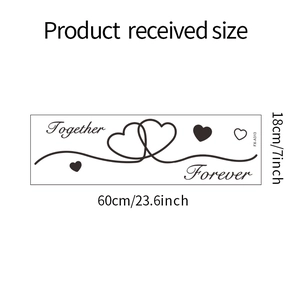 Detail of Forever Together wall sticker showing 18x60cm dimensions and heart graphics