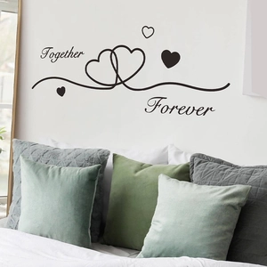 Together Forever Heart Wall Sticker Removable PVC Romantic Lettering Mural Decal For Bedroom Living Room Home Decor Art