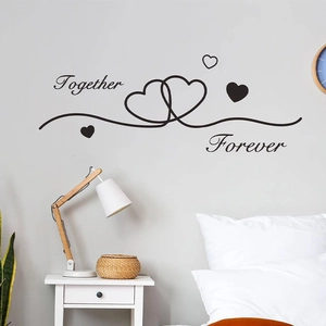 Together Forever heart wall decal sticker for a romantic minimalist bedroom decor