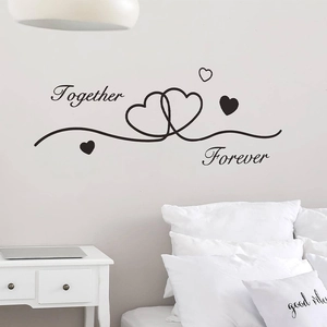 Together Forever interlocking hearts wall sticker for bedroom and living room decor