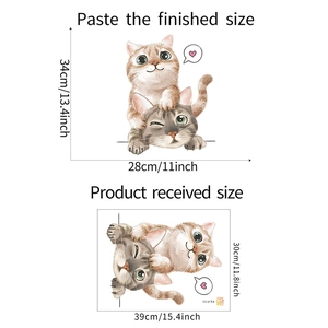 Detail showing cartoon cat toilet sticker dimensions and the received layout sizes