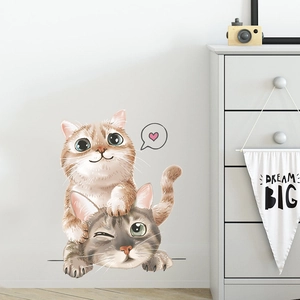 Cute Cartoon Cat Toilet Sticker PVC Removable Waterproof Wall Sticker For Bathroom Living Room Bedroom Home Decoration