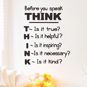 Creative THINK office wall decal with minimalist black lettering for home decor