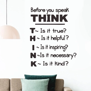 Before You Speak THINK Motivational Wall Sticker Black PVC English Slogan Removable DIY Office Classroom Decoration Decal