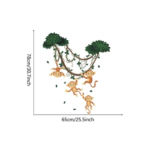 Cartoon monkeys on vines wall decal detail showing dimensions 78cm by 65cm