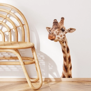 Realistic giraffe wall sticker with detailed spots for children's room decoration