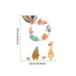 Dimensions détaillées des stickers muraux animaux mignons pour chambre d'enfant
