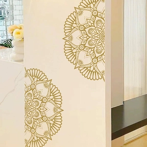 Goldener Mandala-Lotus Wandaufkleber mit geometrischem Muster für Wohndekorationen