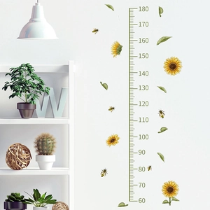 Sticker mural règle de croissance tournesol et abeille pour enfants 60 à 180cm