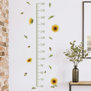 Sticker mural tournesol et abeille pour chambre enfant mesure de hauteur 60-180cm