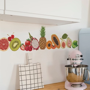 Autocollants muraux de fruits colorés pour cuisine avec finition adhésive étanche