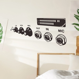 Matte black creative audio equipment wall stickers with knobs and interface designs