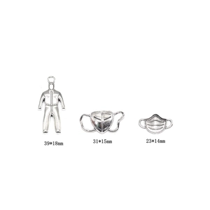 Antique silver DIY jewelry pendants featuring protective suits and N95 masks designs