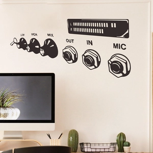 Creative audio control panel wall sticker with knobs and mic jacks for DIY home decor