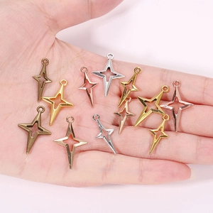 DIY hollow star pendants in various metallic finishes for jewelry making crafts
