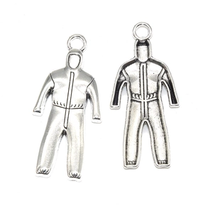 Retro alloy protective suit charms for DIY jewelry making in silver finish