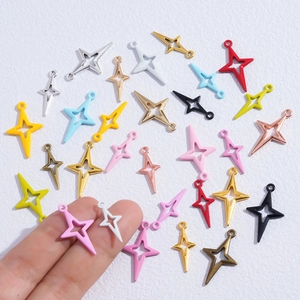 DIY hollow star pendants in various metallic and colorful finishes for jewelry making