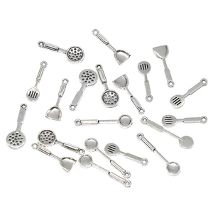 Mini pendentifs de cuisine en alliage argenté antique pour bijoux DIY et bracelets