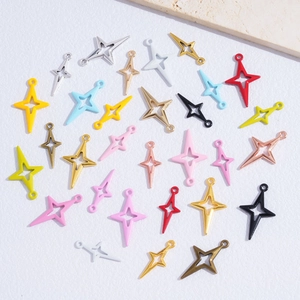 Colorful alloy star charms in multiple sizes for DIY jewelry necklaces and bracelets