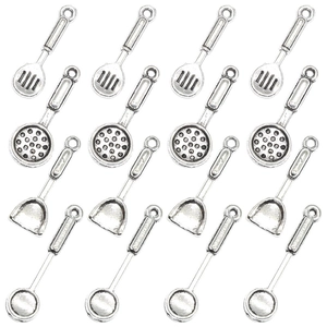 Pendentifs en Alliage Vintage Mini Ustensile de Cuisine pour DIY Bijoux Bracelet Collier Argent Antique Spatule Cuillère