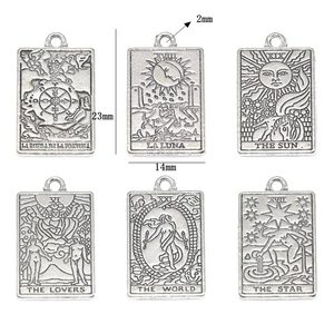 Set di ciondoli tarocchi argento vintage con sole luna e stelle per gioielli fai da te