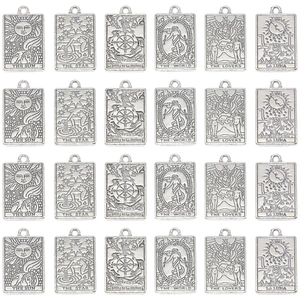 Ciondoli Tarocchi in Argento Antico Vintage in Lega di Zinco Ciondoli Mistici per Collana Fai-da-te Bracciale Accessori per Gioielli