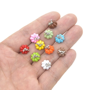Colorful 3D pumpkin alloy charms for DIY jewelry making with metallic hanging rings